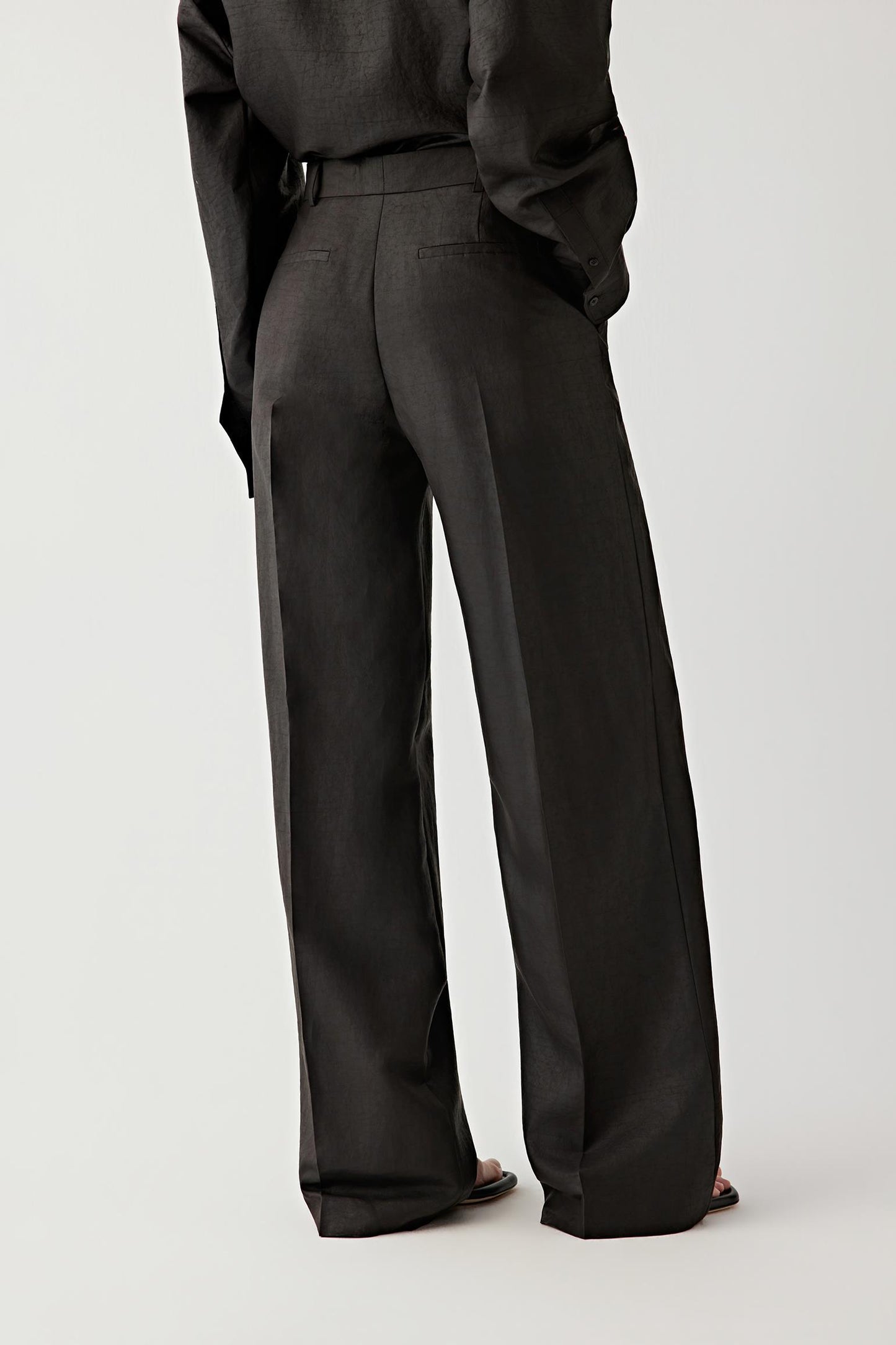 Straight-Leg Trousers in Gambiered Canton Gauze