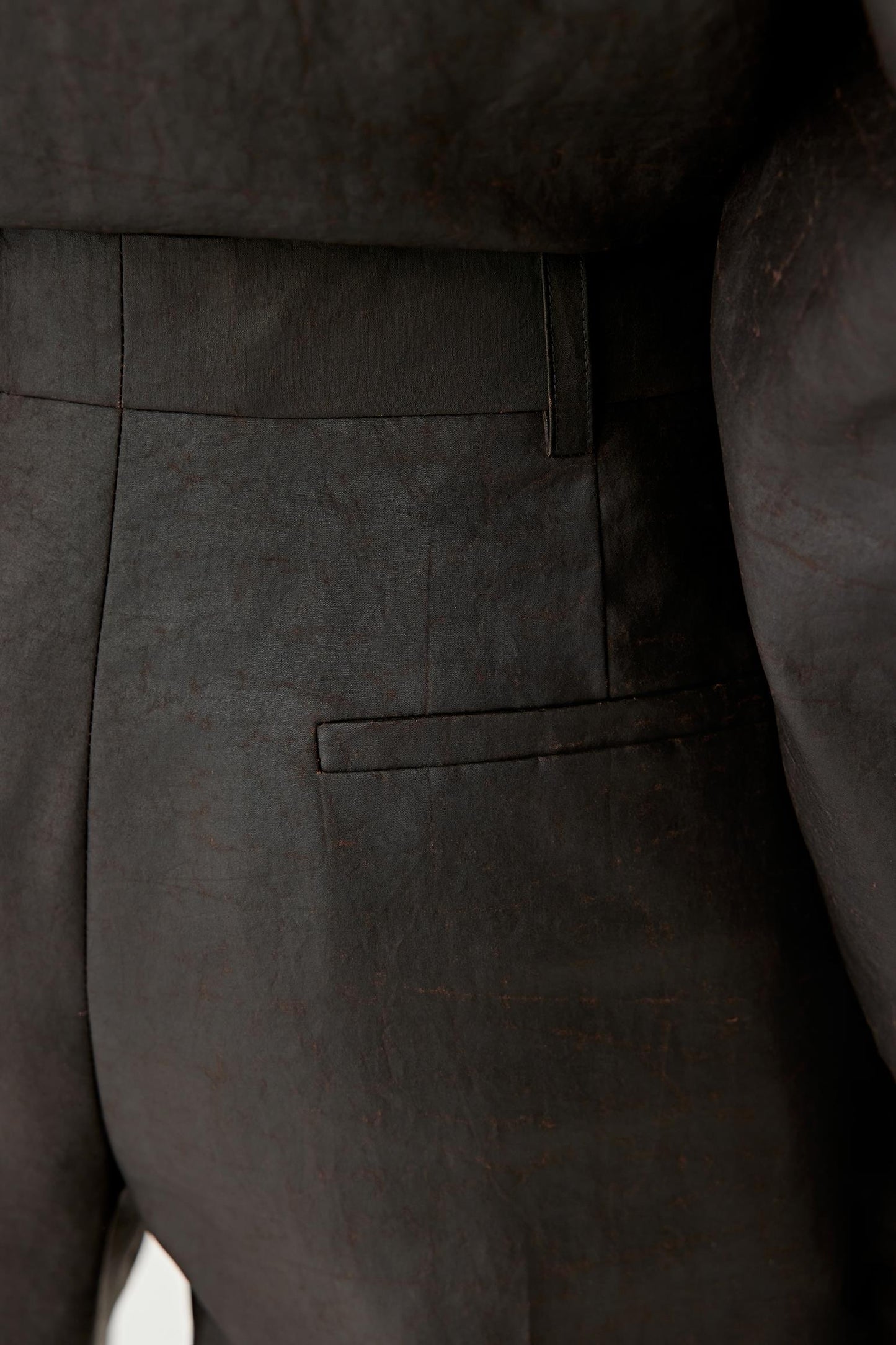 Straight-Leg Trousers in Gambiered Canton Gauze