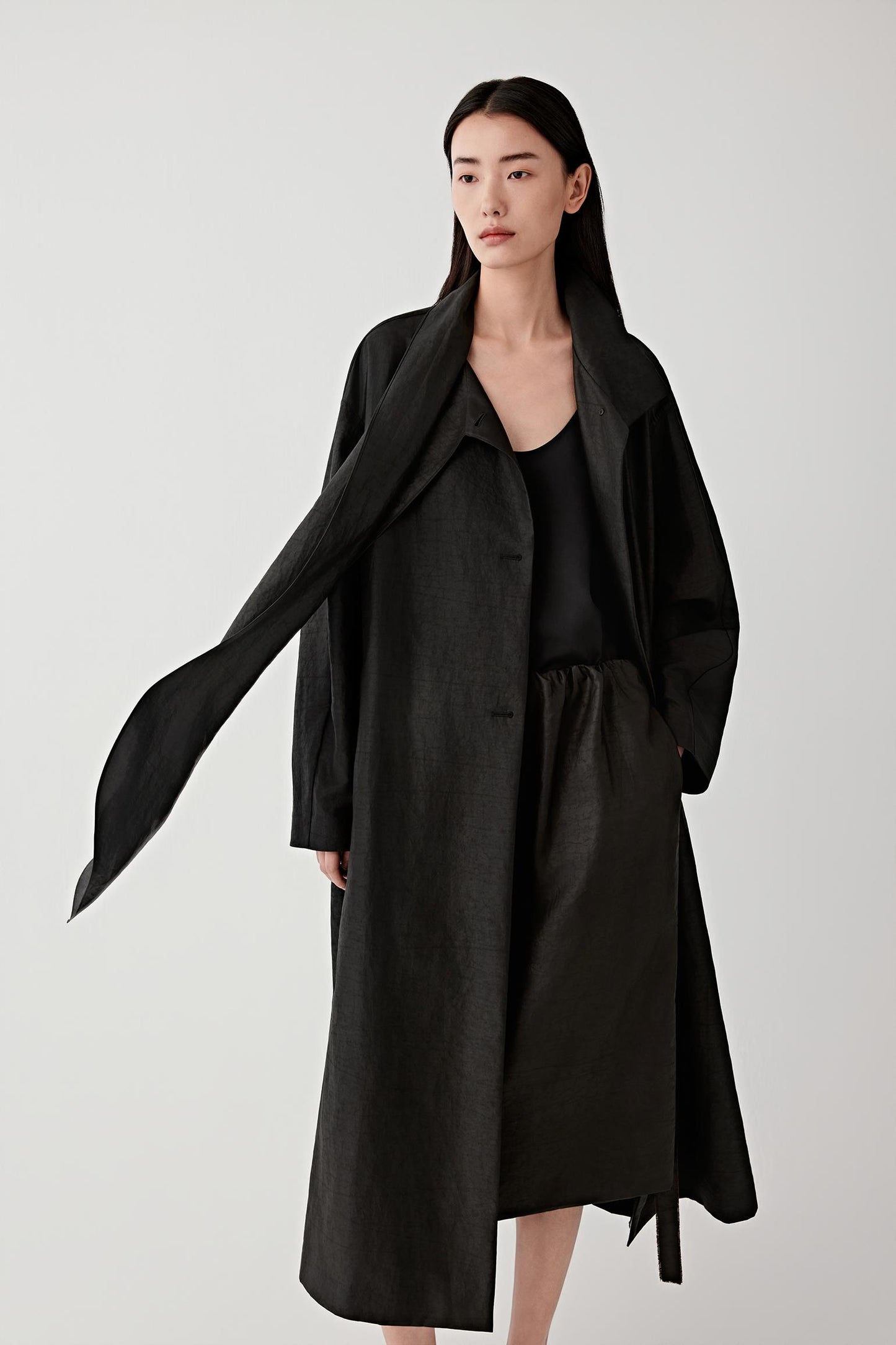 Trench Coat in Gambiered Canton Gauze