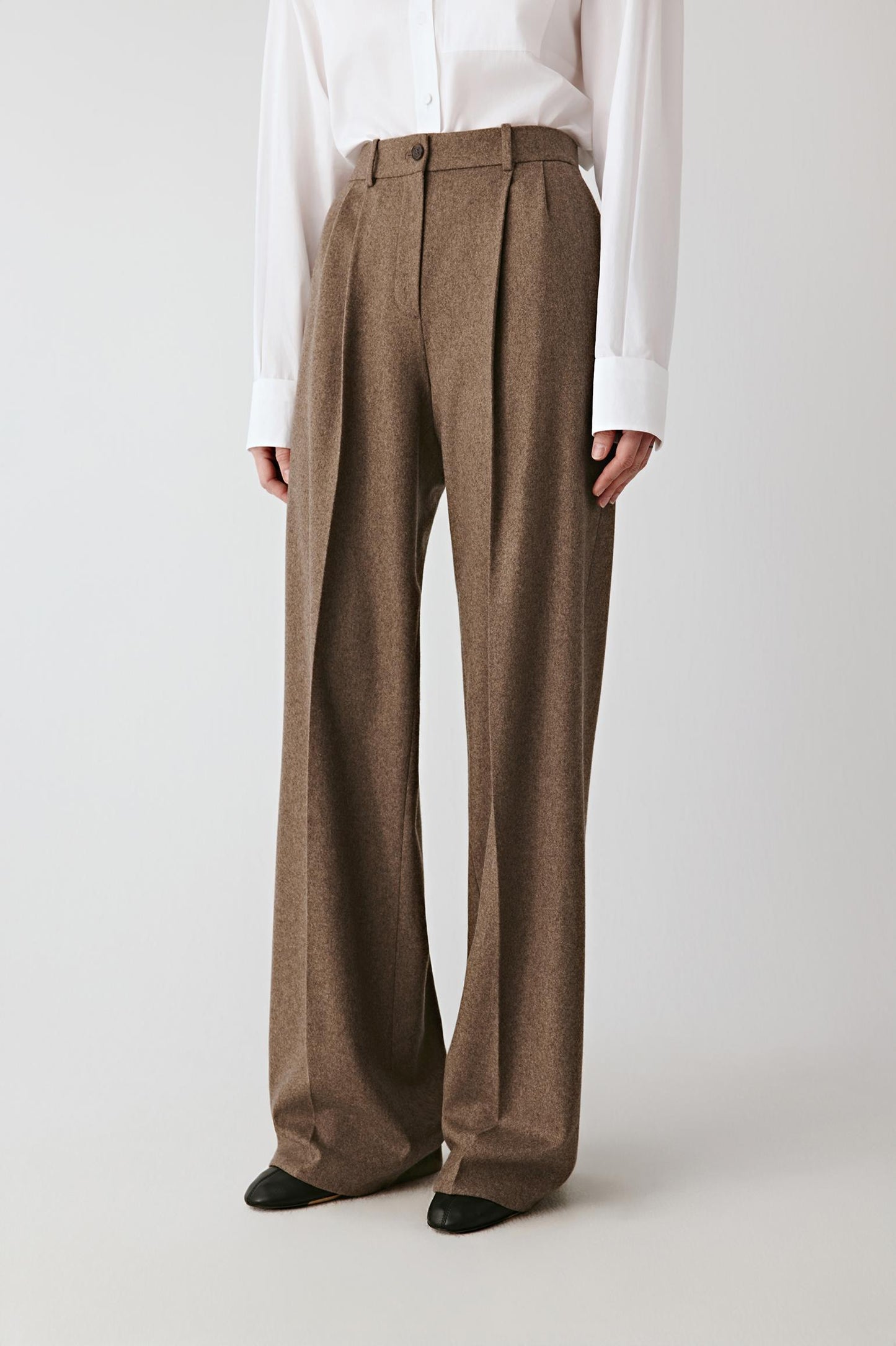 Wide-Leg Trousers in Wool and Silk Tweed