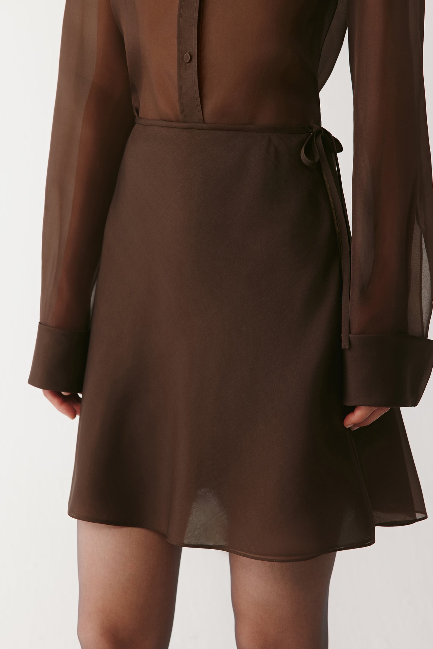 Short Skirt in Silk Organza and Wool