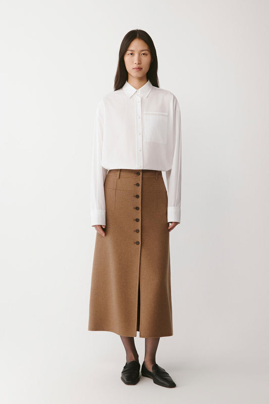 Jupe midi en cachemire double face