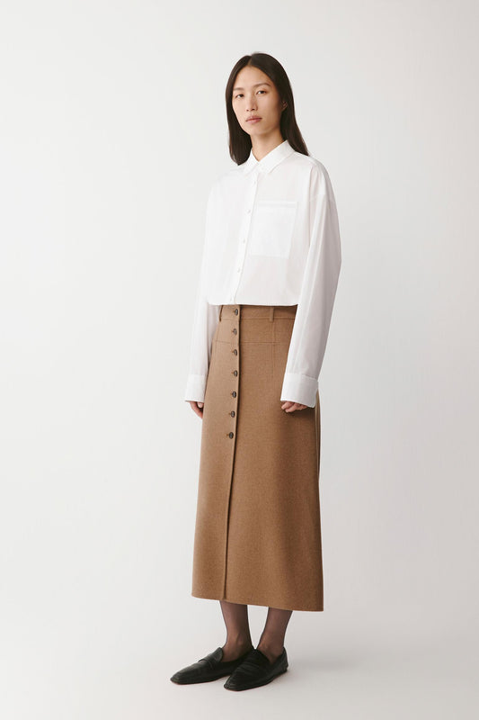 Jupe midi en cachemire double face