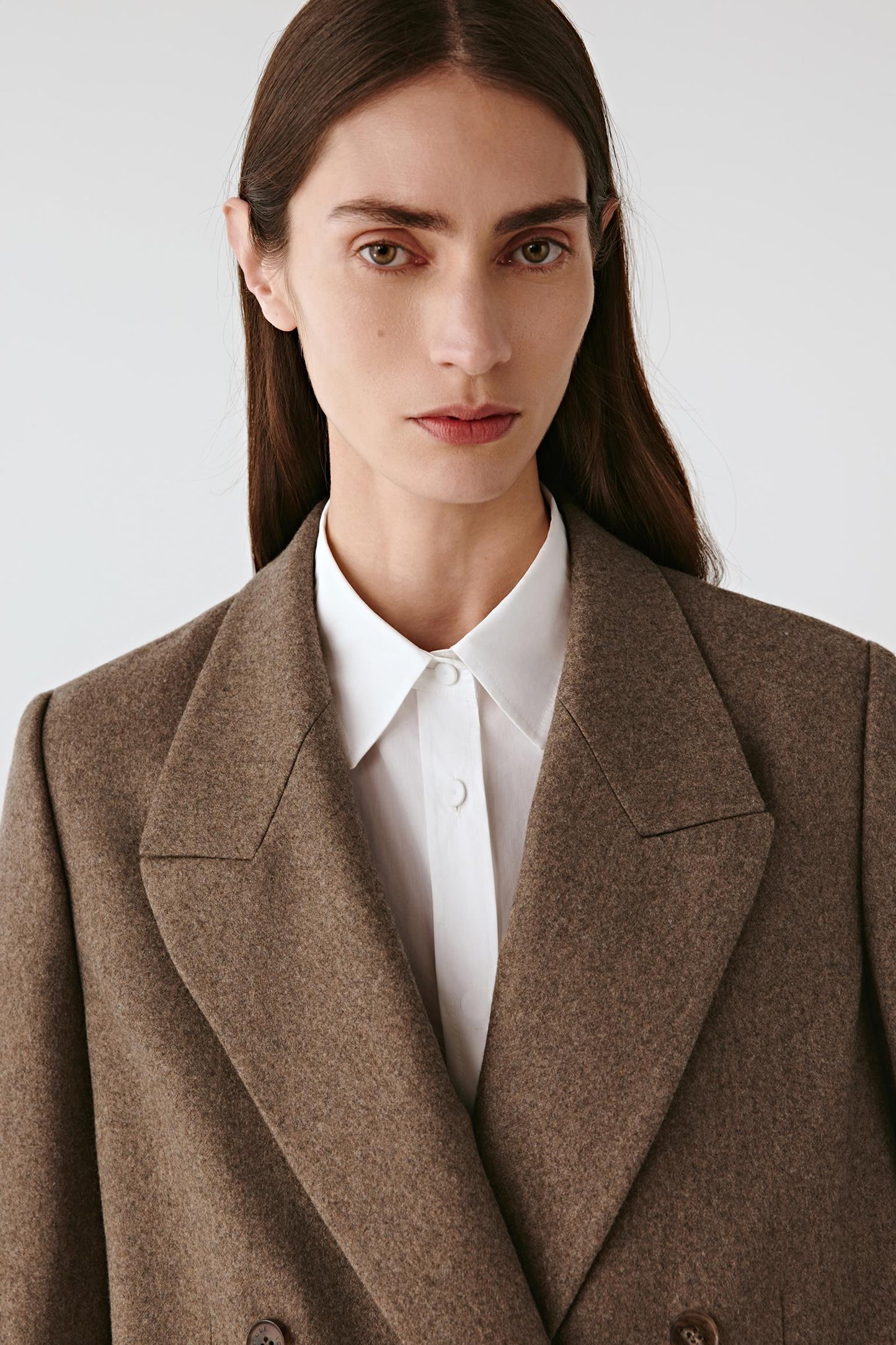 Double-Breasted Blazer in Wool and Silk Tweed