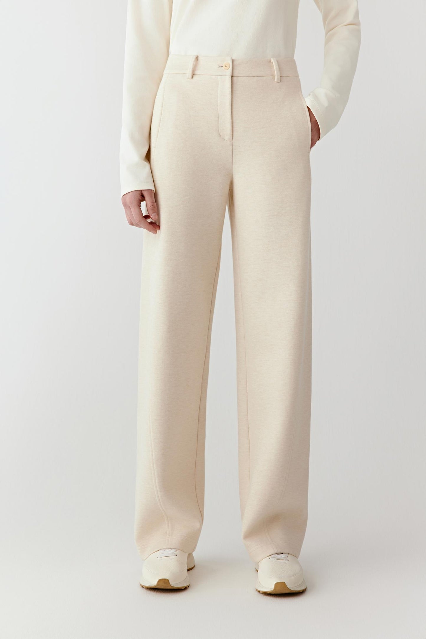 Pantalon en jersey de coton et laine de yack non teint