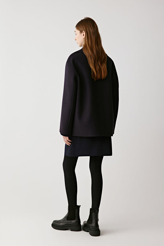 Short Peacoat in Double-Faced Wool and Cashmere