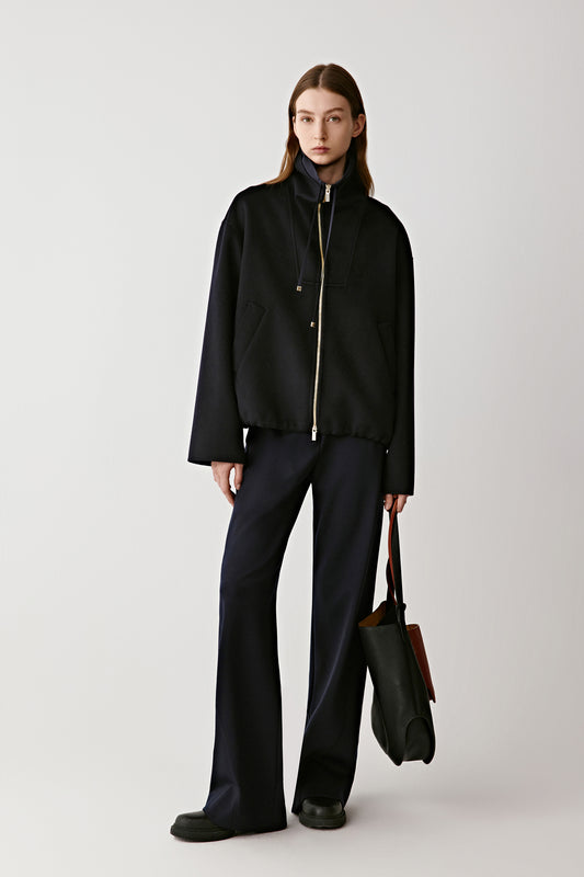 Zip Jacket in Double-Faced Wool and Silk