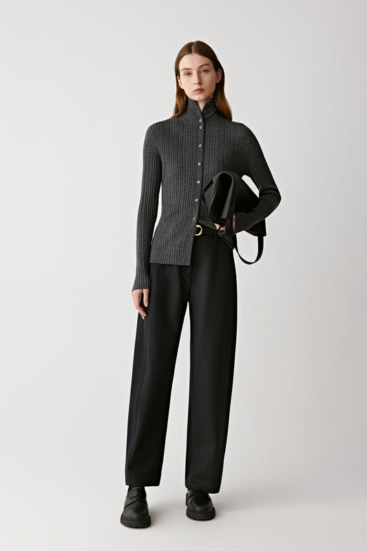 Straight-leg Trousers in Combed Wool Stretch