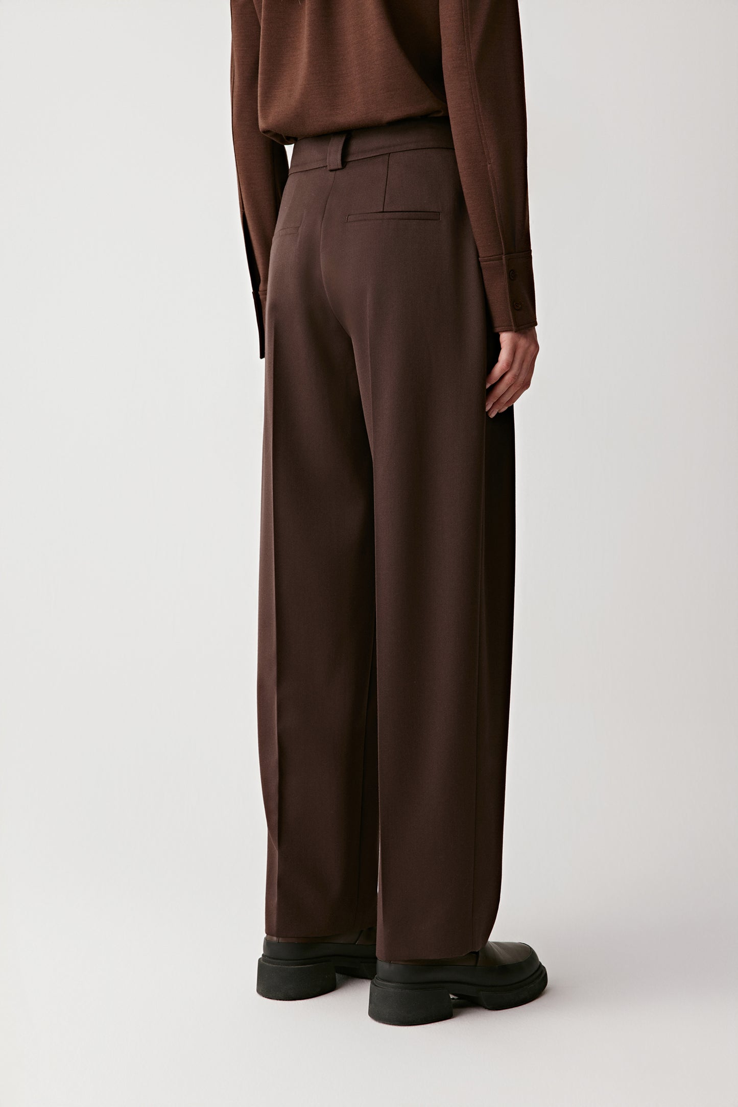 Wide-leg Trousers in Worsted Wool Twill