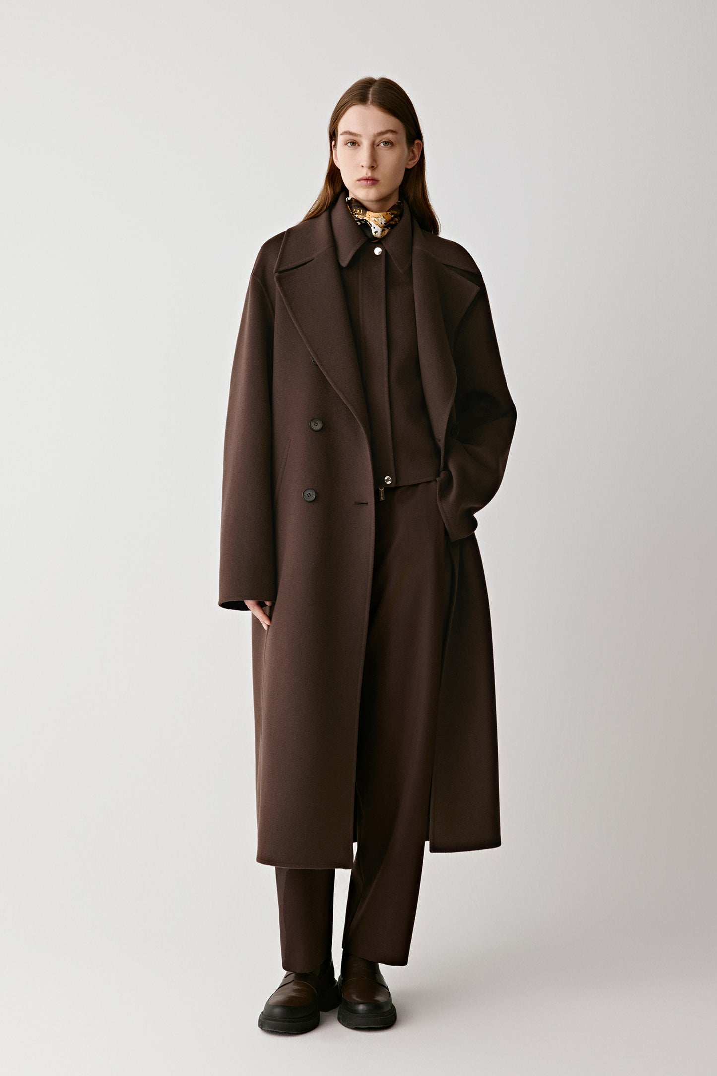 Manteau long en laine double face