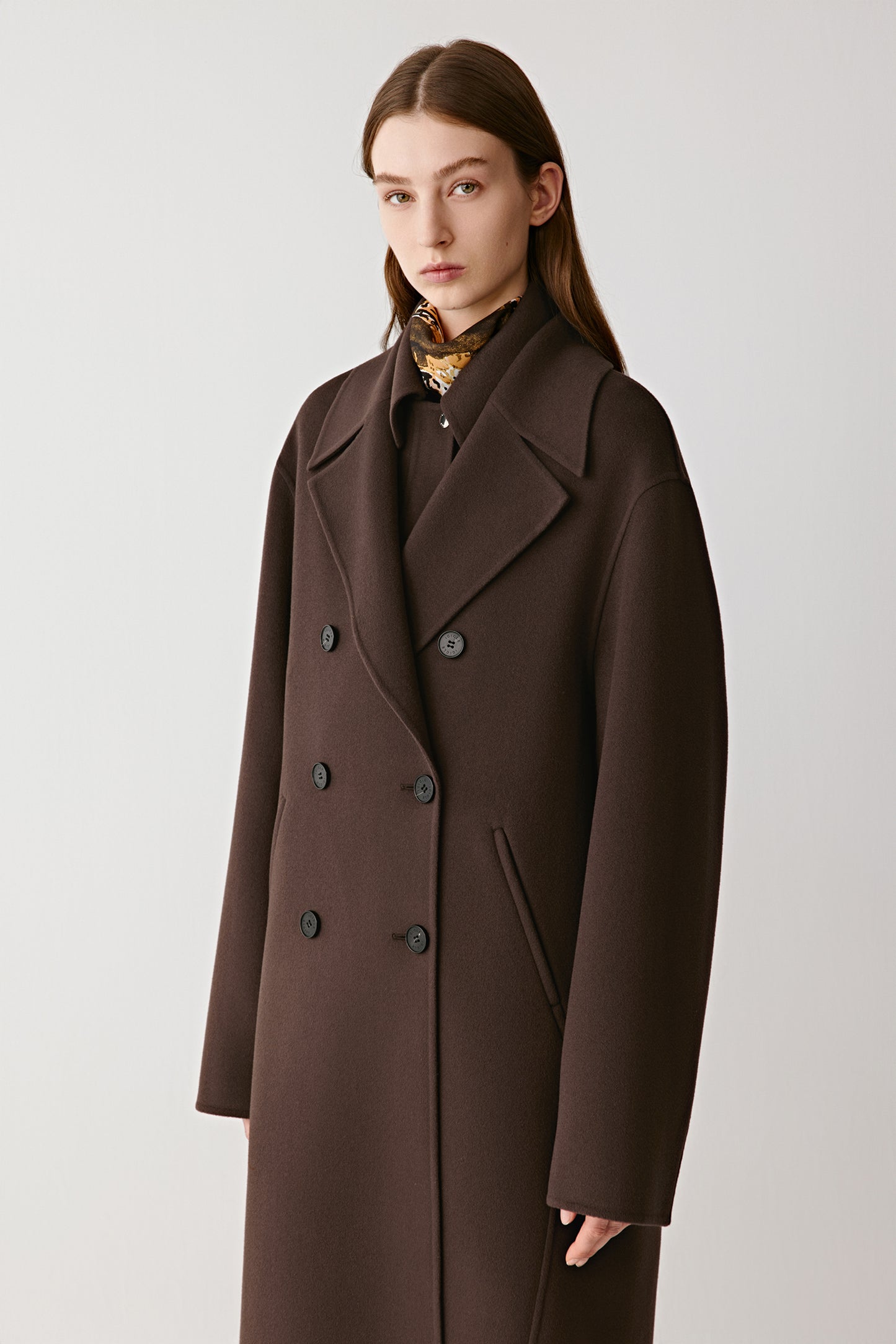 Manteau long en laine double face