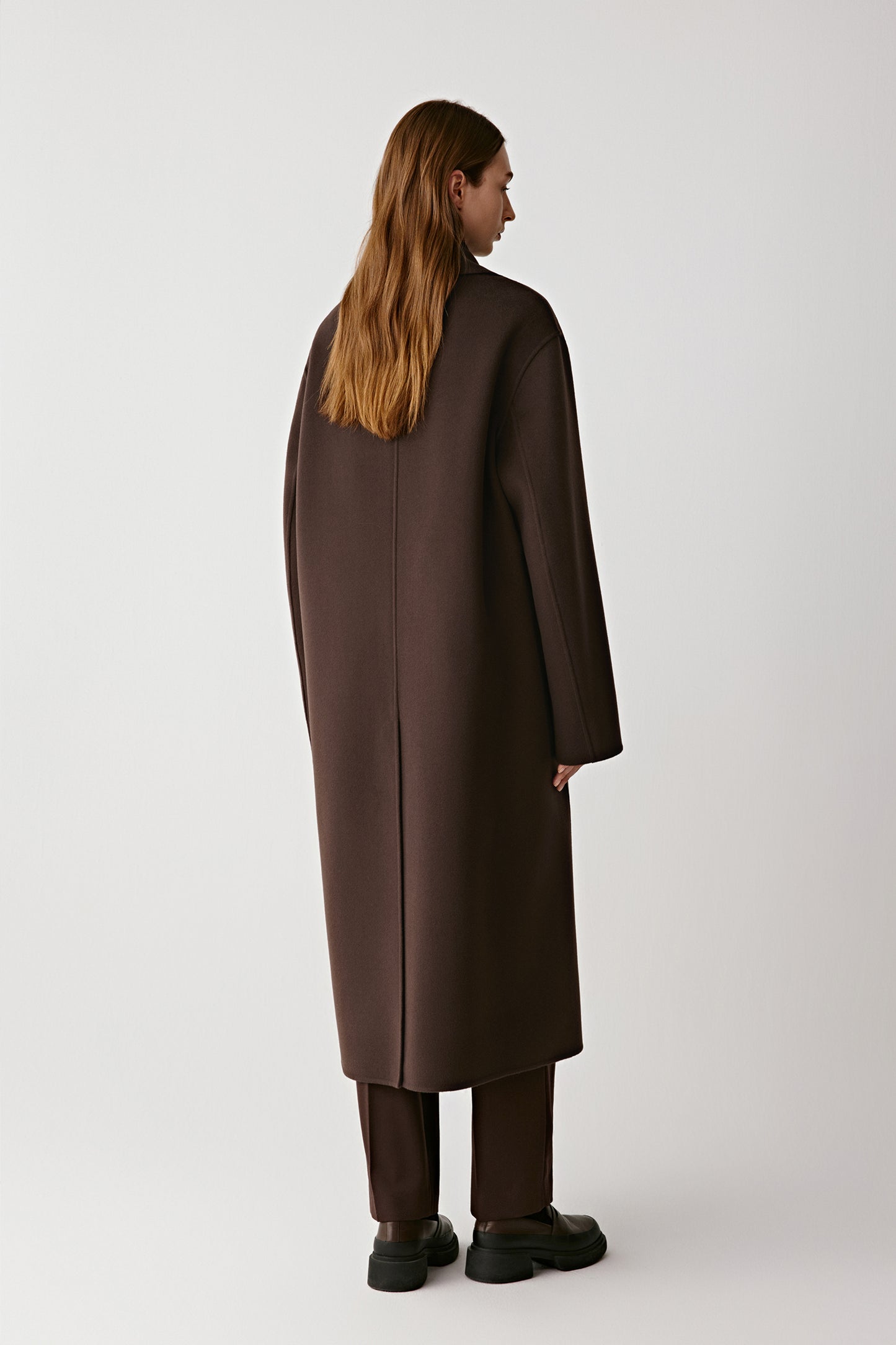 Manteau long en laine double face