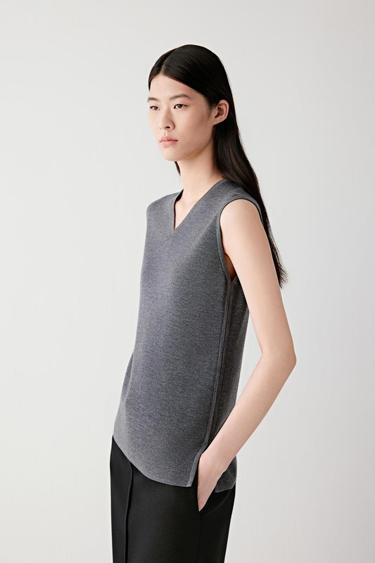 Top sans manches en laine superfine