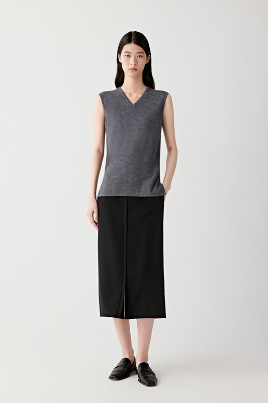 Top sans manches en laine superfine