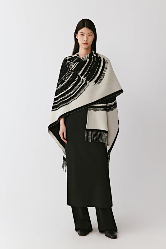 Graphic Wool-Cashmere Shawl