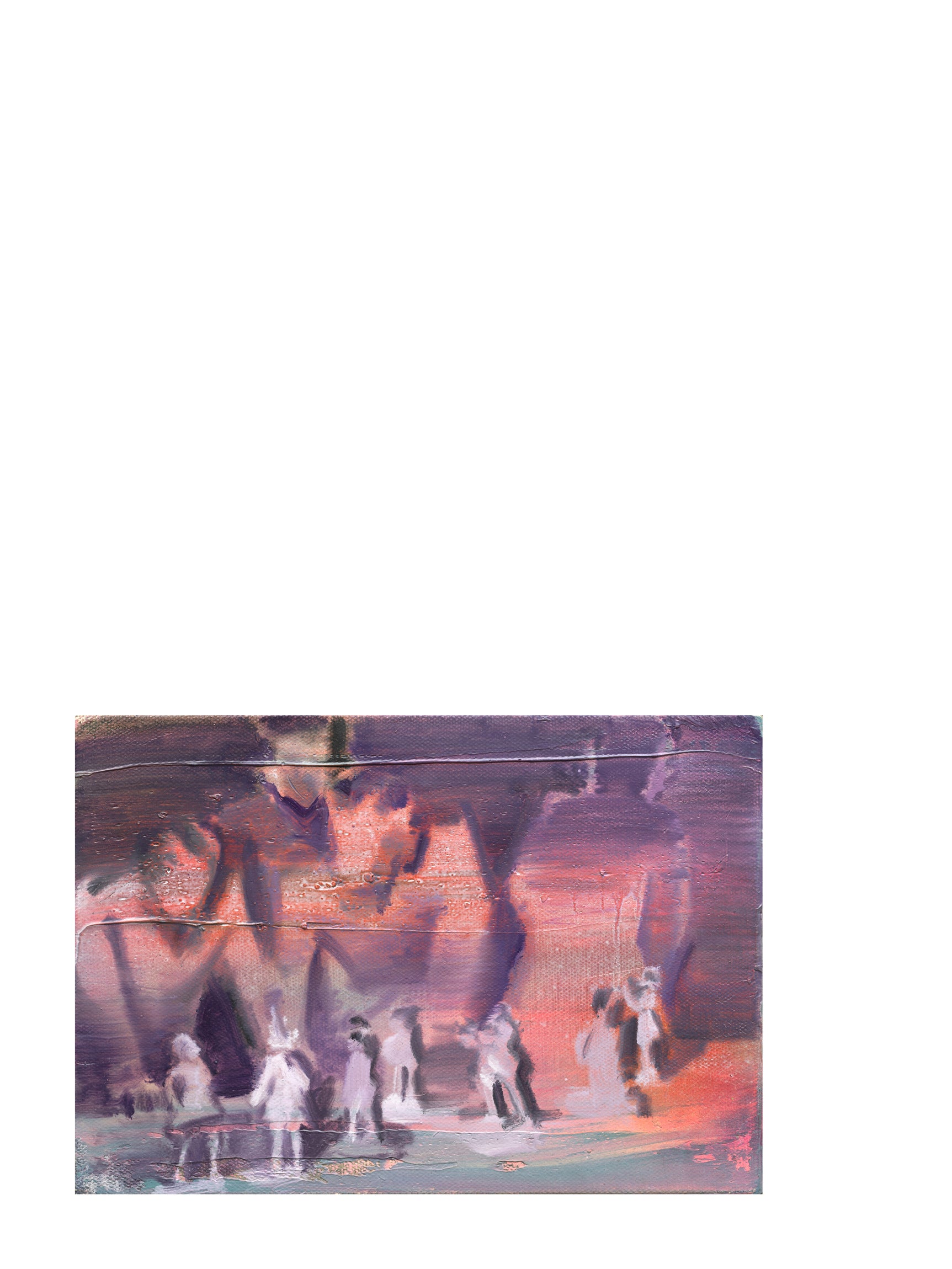 Abstract artwork with orange and purple hues