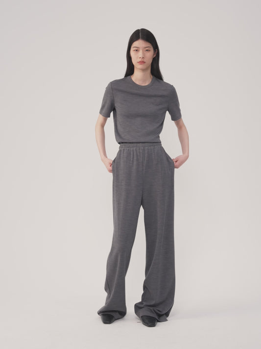 Short-sleeved T-shirt in Brushed Wool Jersey