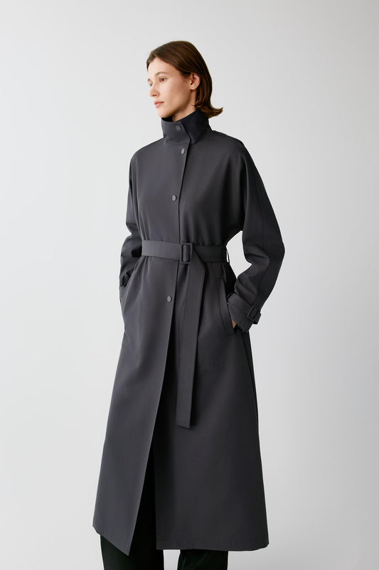 Trench-coat ceinturé en laine