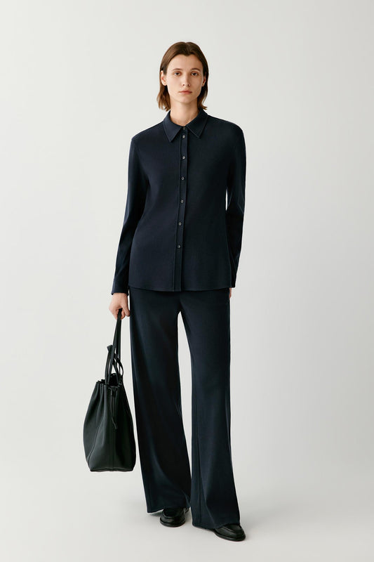 Shirt in Ribbed  Wool