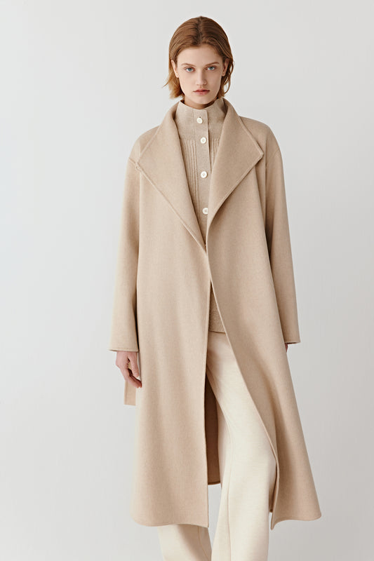 Coat in Double-Faced Undyed Cashmere