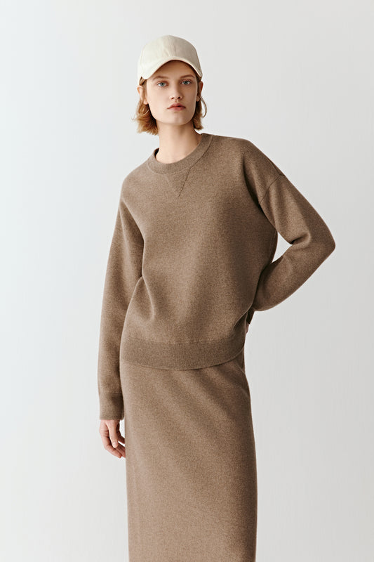 Pullover in Undyed Cashmere and Wool
