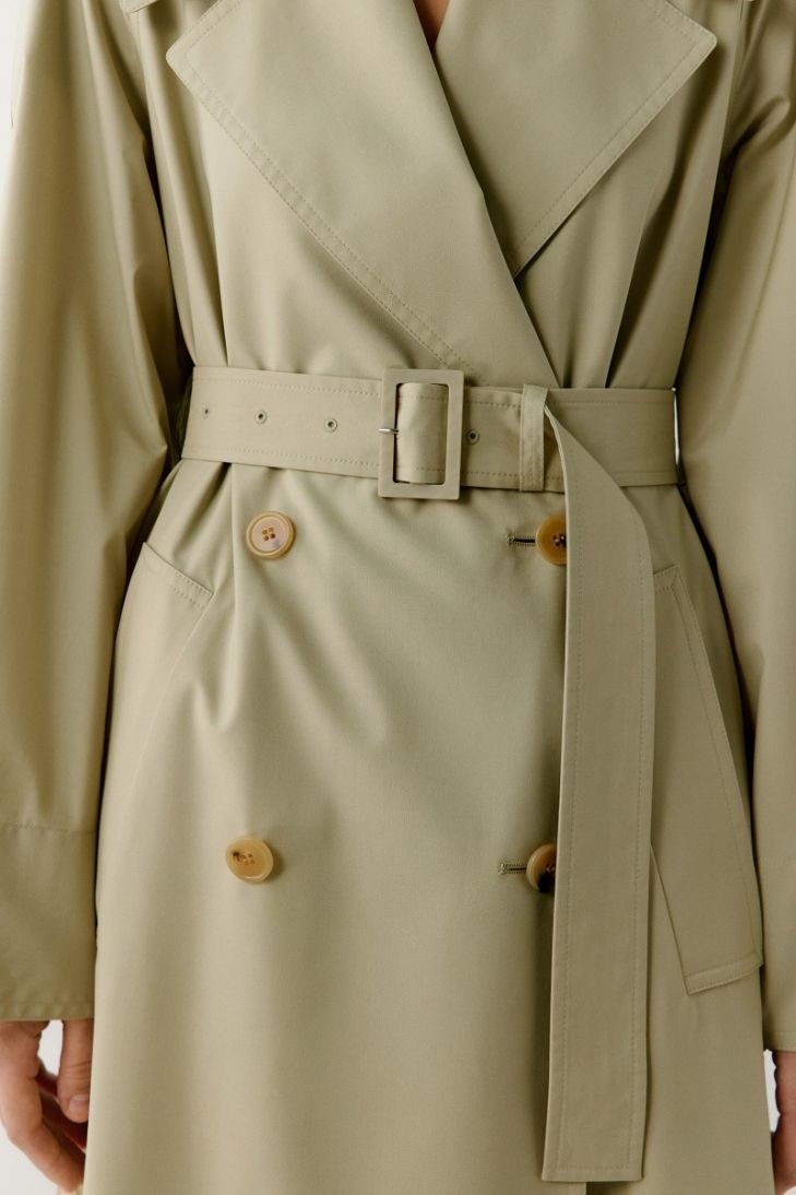Trench-coat à plis et double boutonnage