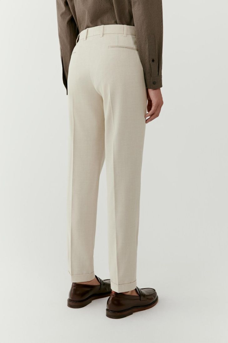 Straight leg wool & silk trousers