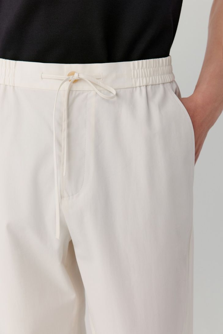 Pantalon en sergé de coton à taille élastique