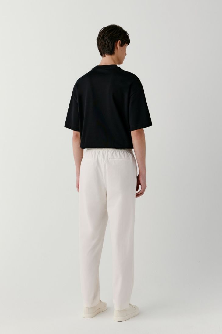 Cotton twill trousers with elasticated waist
