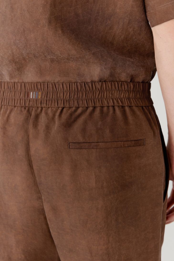 Pantalon en soie de Canton à taille élastique