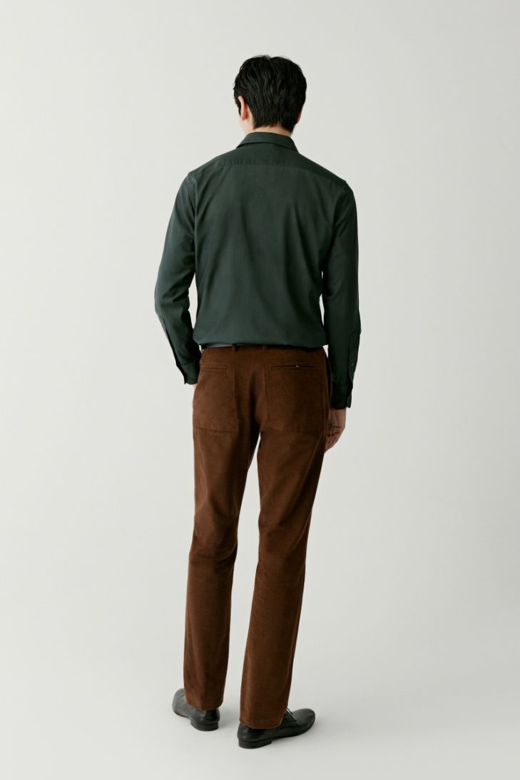 Brushed cotton straight trousers