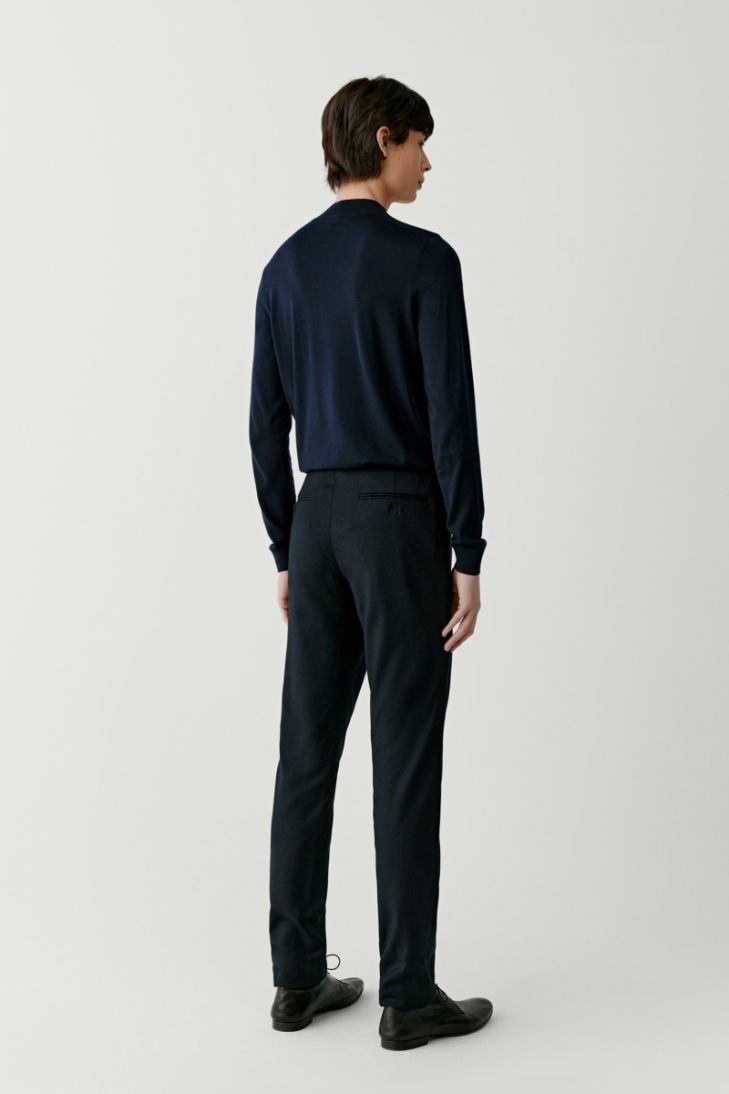 Stand collar wool, silk and cashmere jumper
