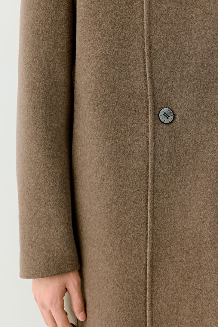 Stand collar double face wool and cashmere coat