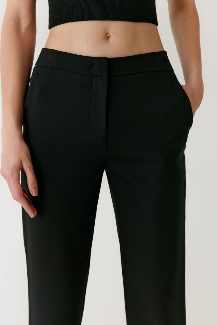 Cropped straight-leg silk crepe trousers