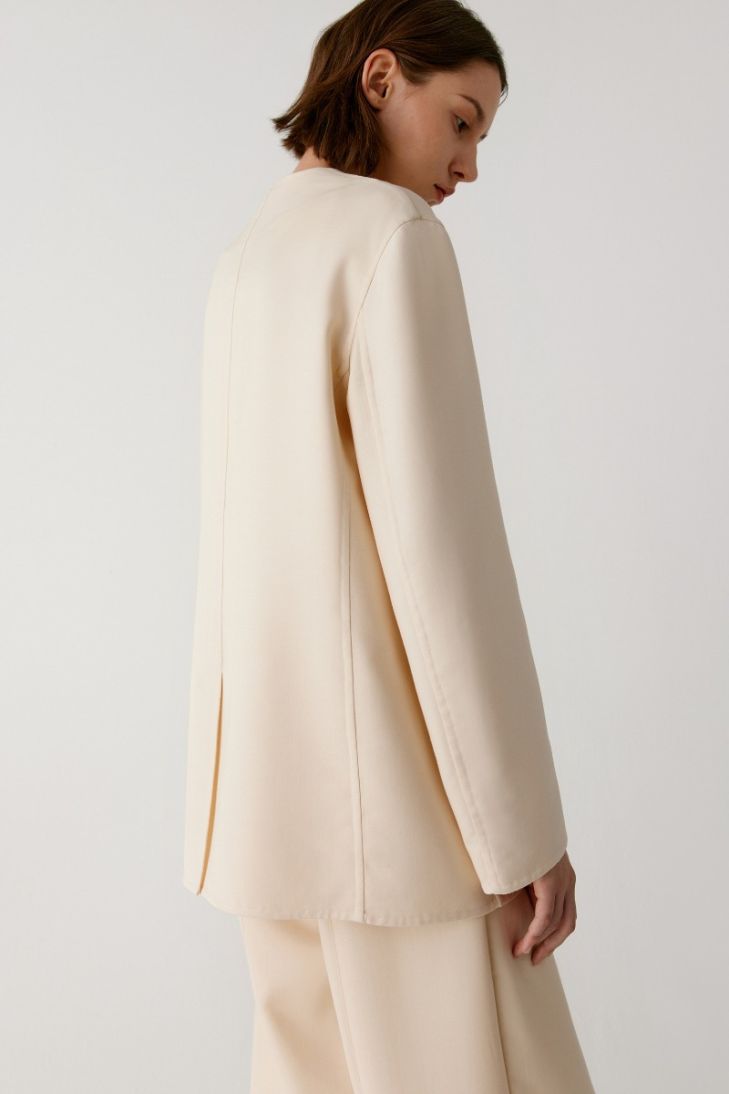 Straight-fit wool twill blazer