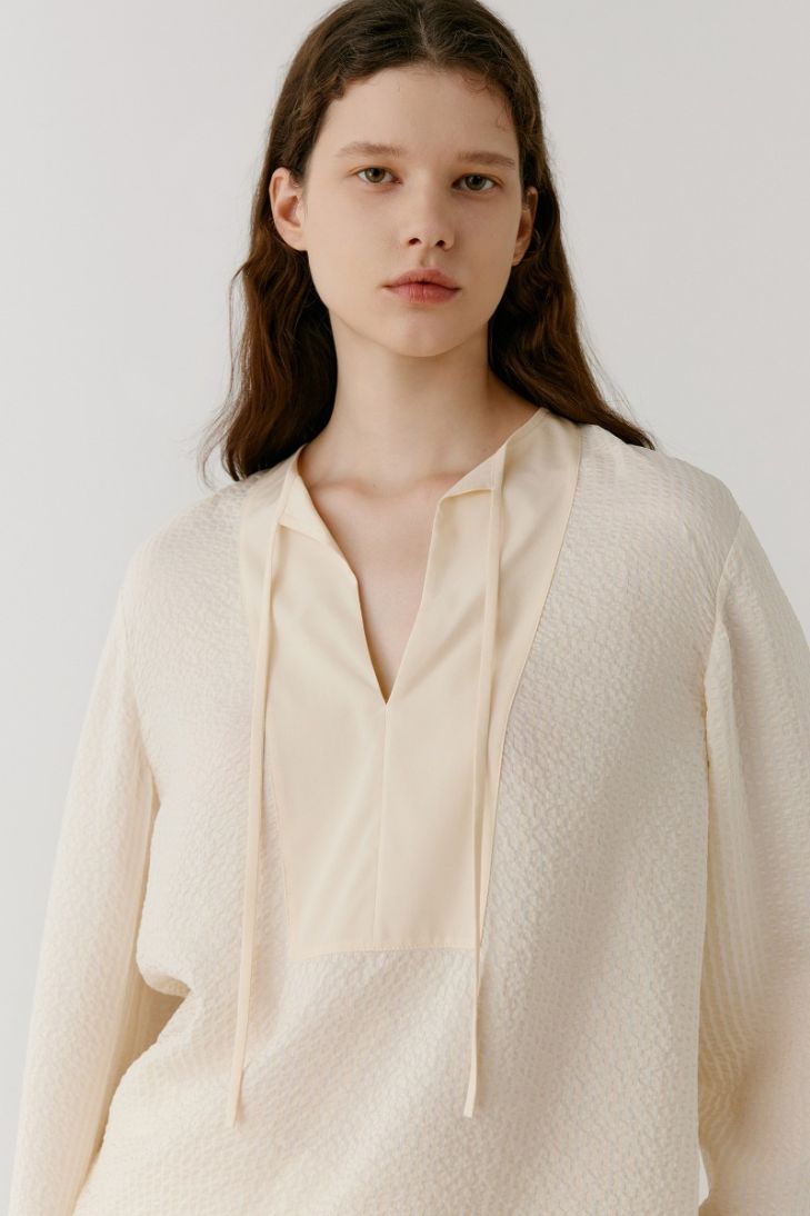 Silk seersucker blouse