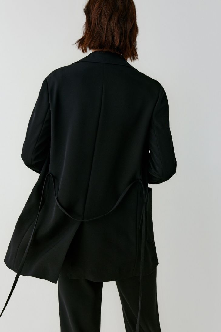 Belted stretch silk jacket