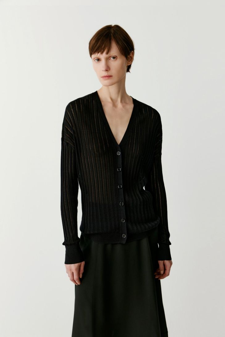 Silk and cotton pointelle-knit cardigan