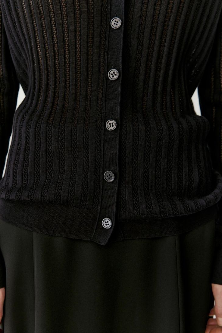 Silk and cotton pointelle-knit cardigan
