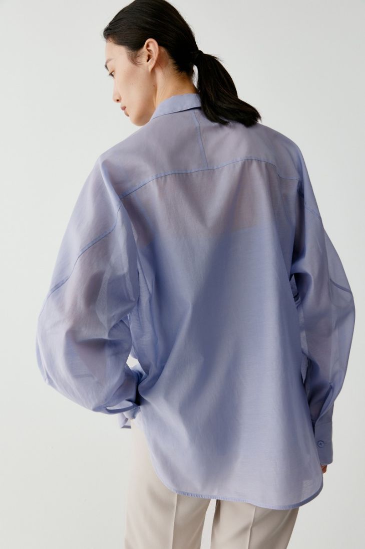 Loose fit cotton and silk organza shirt