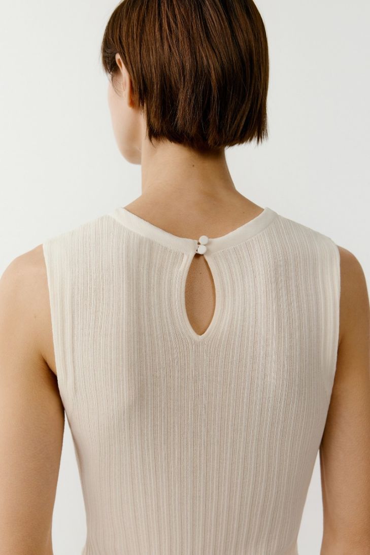 Ribbed cotton and silk tank top