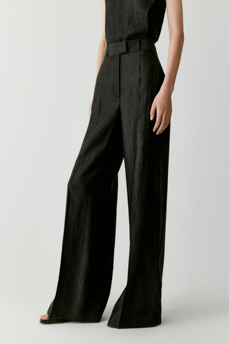 Wide leg gambiered Canton gauze trousers