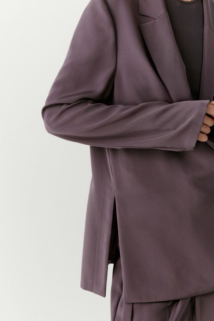 Double-breasted silk crepe jacket