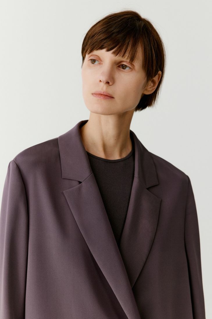 Double-breasted silk crepe jacket