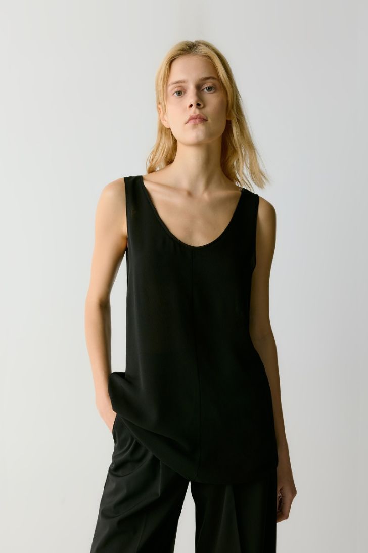 Double-layer silk tank top