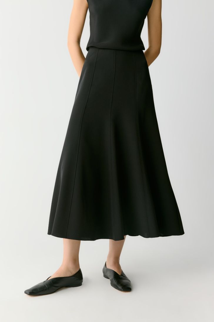 Midi silk skirt