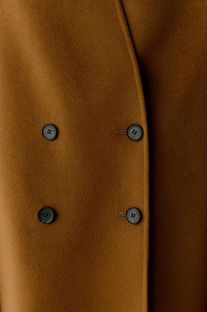 Double-breasted double face wool and silk coat