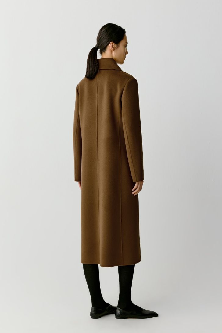 Long double face wool and cashmere coat