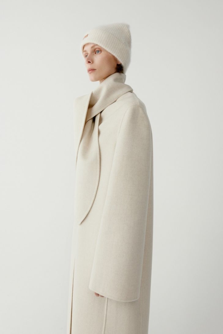 Manteau-écharpe en laine et cachemire double face