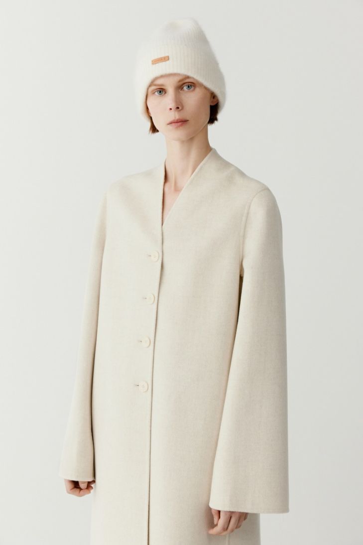 Manteau-écharpe en laine et cachemire double face